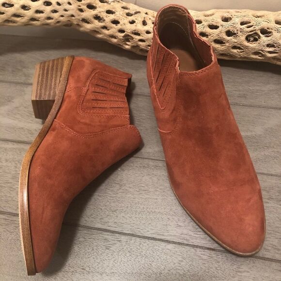 Anthropologie Shoes - Anthropologie Terracotta Suede Ankle Booties